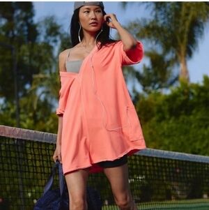 FP Movement Hot Shot Tee V-neck Romper In Tulip Pink